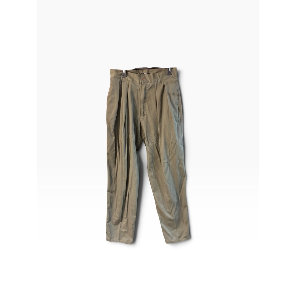 Vintage Vincente by Bugle Boy Pleated Trousers Olive Green 33x33 Tapered Leg